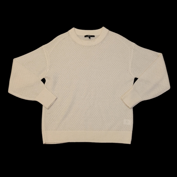 Quince Alpaca Wool Blend Diamond Stitch Creamy White Long Sleeve Jumper Sweater - Picture 4 of 10